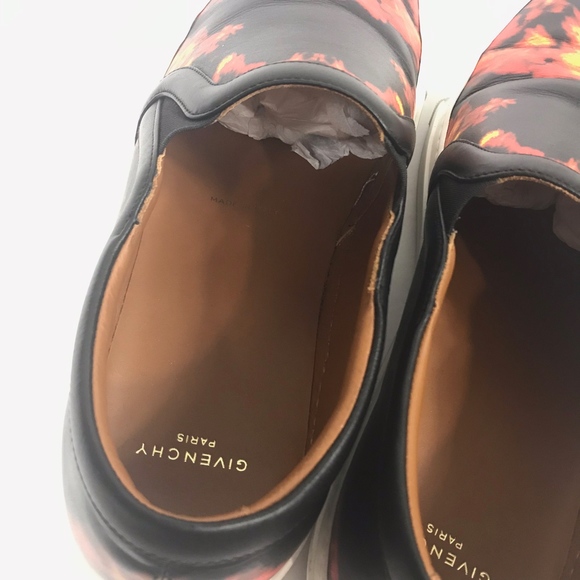 GIVENCHY Fire Flame Print Leather Slip-On Sneakers - Picture 6 of 8